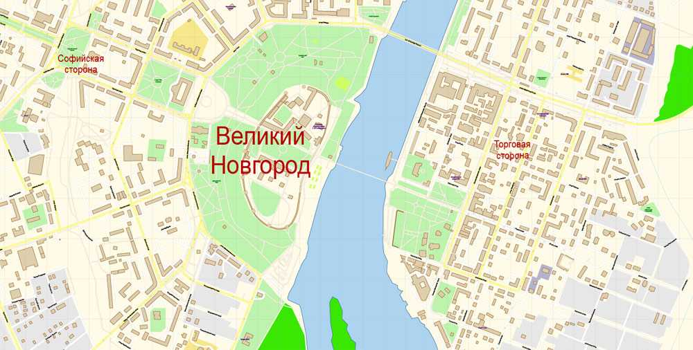 Великий новгород на карте россии с улицами и домами