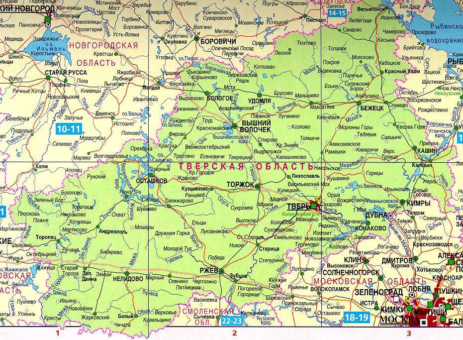 Подробная карта Торжка на русском языке с отмеченными достопримечательностями города. Торжок со спутника