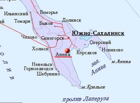 Карта южно-сахалинска