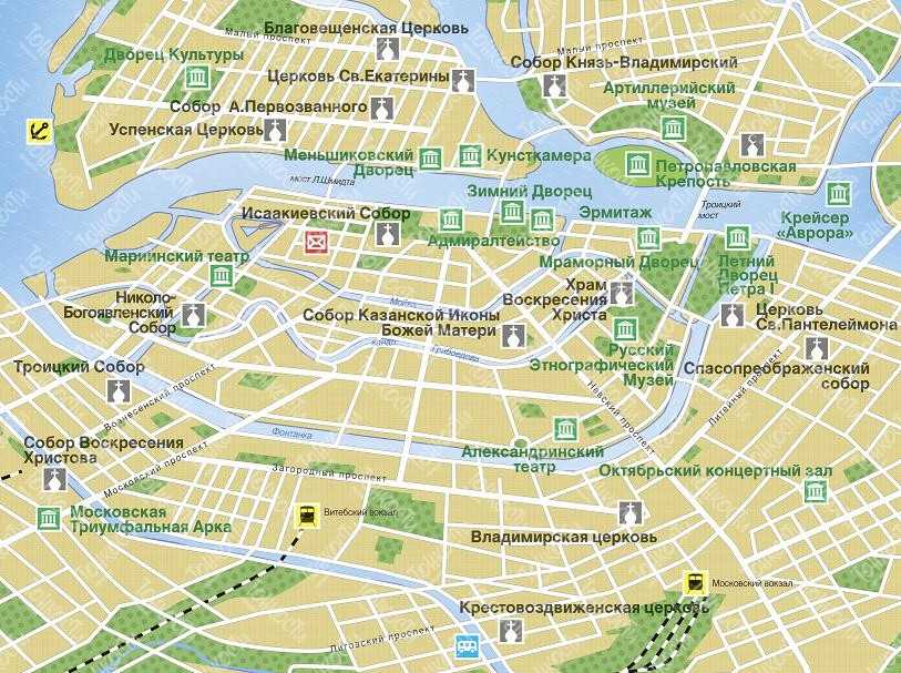Подробная карта санкт-петербурга. карта гостиниц. карта метро, транспорта санкт-петербурга.