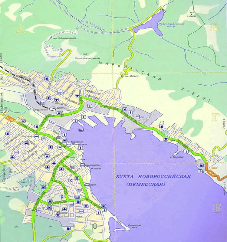 Карта новороссийска с улицами и достопримечательностями