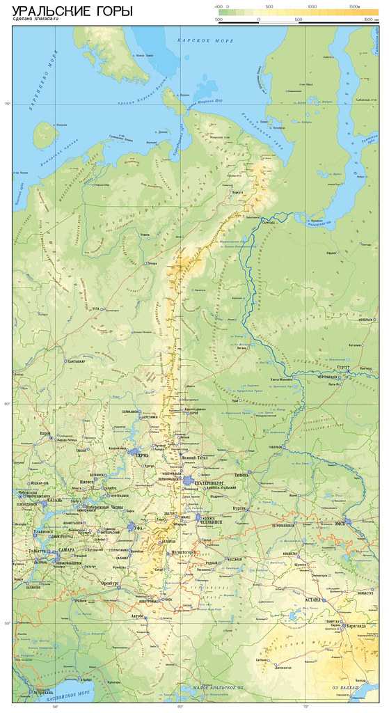 Уральские горы на карте, высота, расположение, ископаемые, характеристики и фото