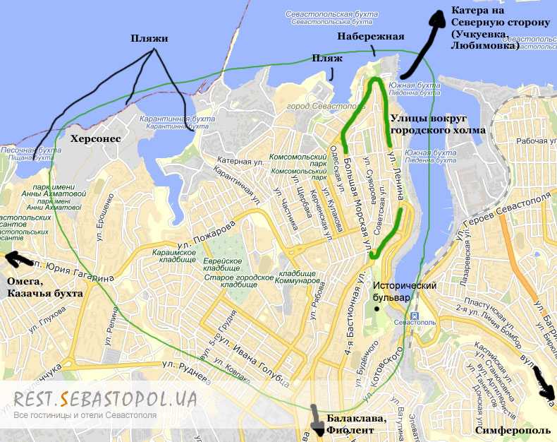 Карта севастополя с улицами и домами и достопримечательности » уроки географии