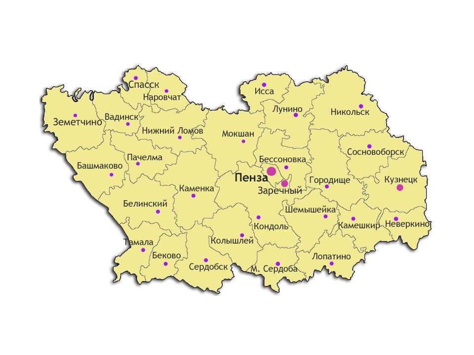 Карта пензенской области подробная с районами, городами и деревнями. схема и спутник онлайн