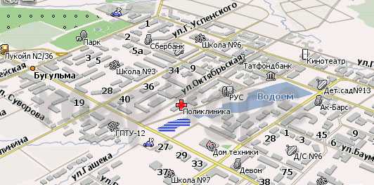 Подробная карта Волгодонска на русском языке с отмеченными достопримечательностями города. Волгодонск со спутника