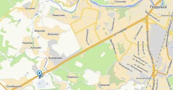 Подробная карта Подольска на русском языке с отмеченными достопримечательностями города. Подольск со спутника