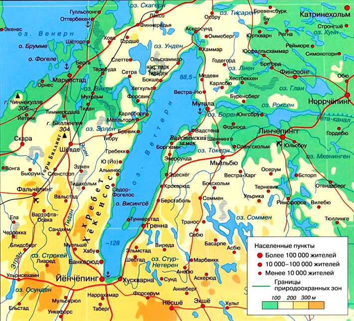 Какие озера находятся в европе. Озеро Веттерн Швеция. Озеро Веттерн на карте Европы. Озеро Венерн на карте.