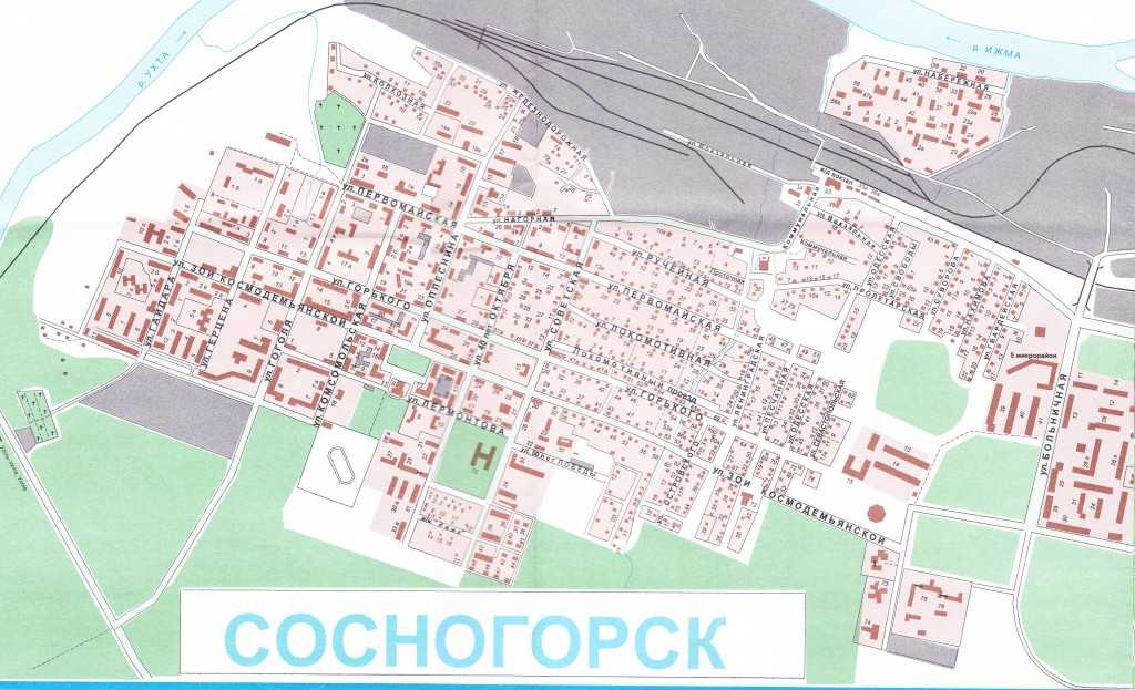 Карта печоры подробно с улицами, домами и районами