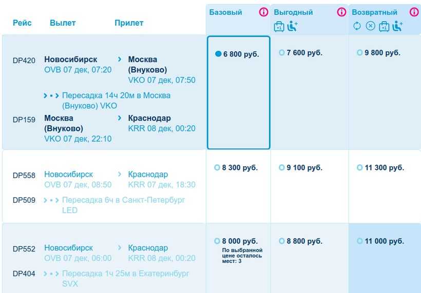 билеты новосибирск краснодар на самолет цена