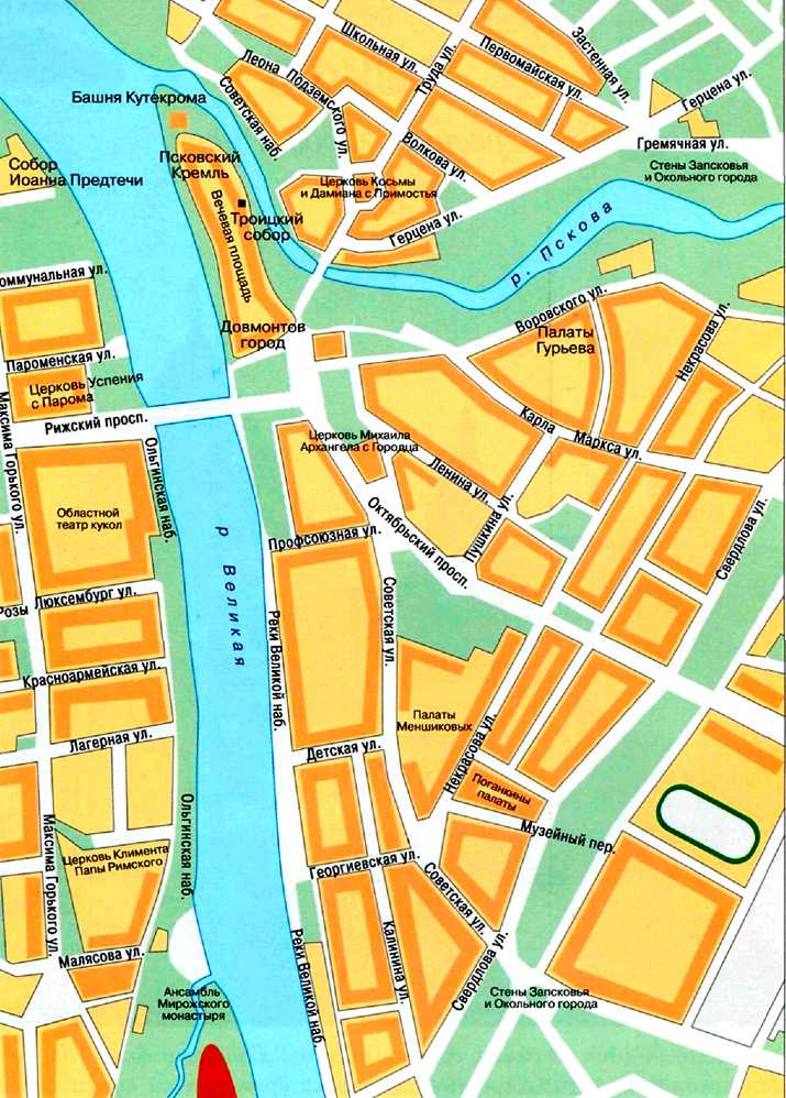 Карта пскова подробно с улицами, домами и районами