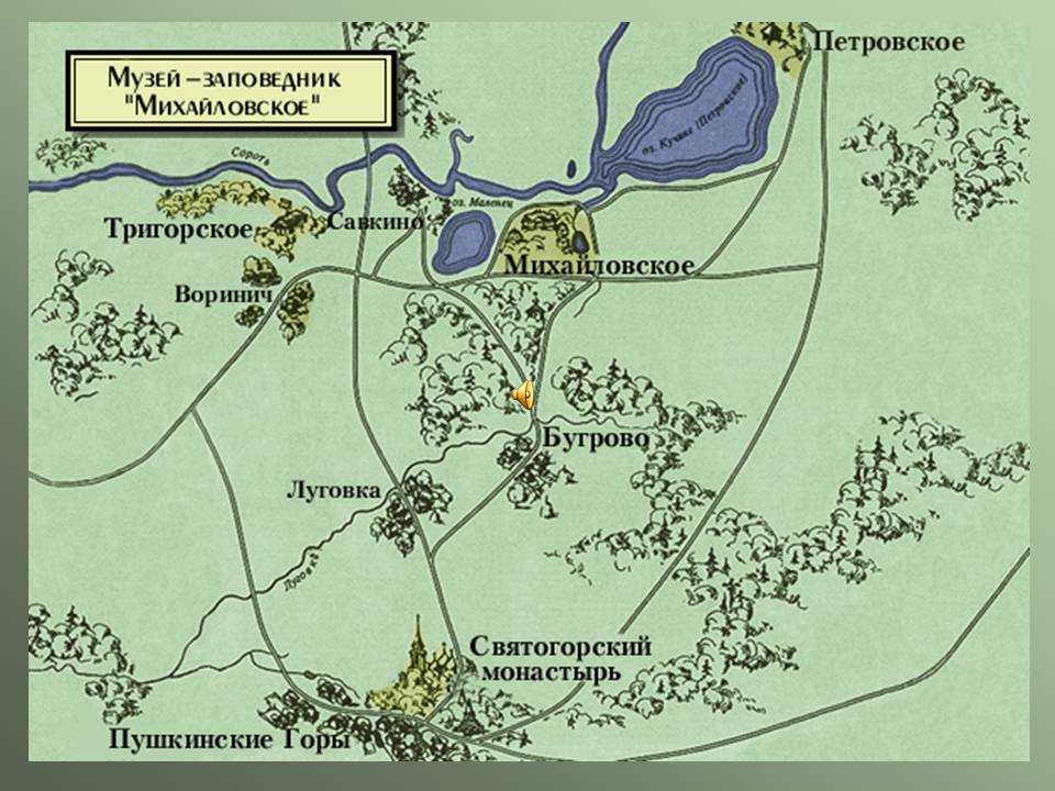 Схема заповедника пушкинские горы