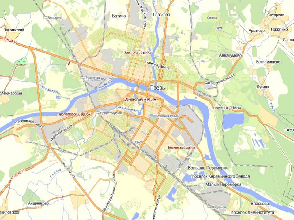 Москва тверь на карте. Тверь на карте. Районы Твери на карте. Карта Твери по районам города. Карта Твери с улицами и районами.