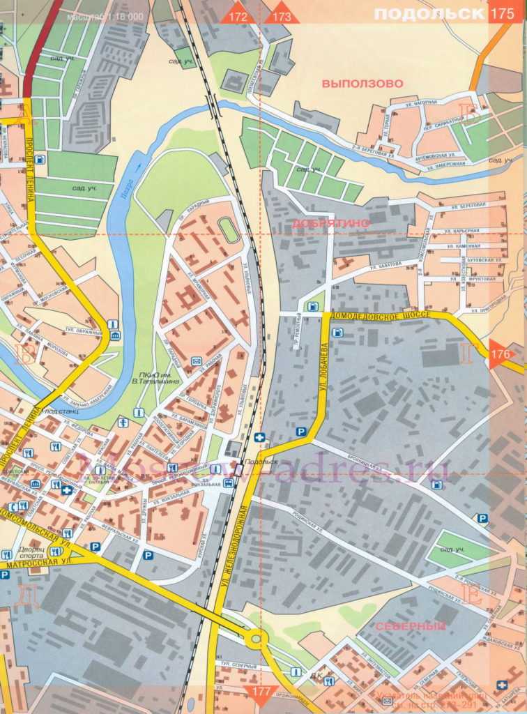 Подольск на карте россии с улицами и домами