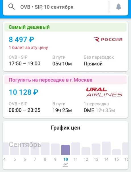 тарифы билетов на самолет до новосибирска