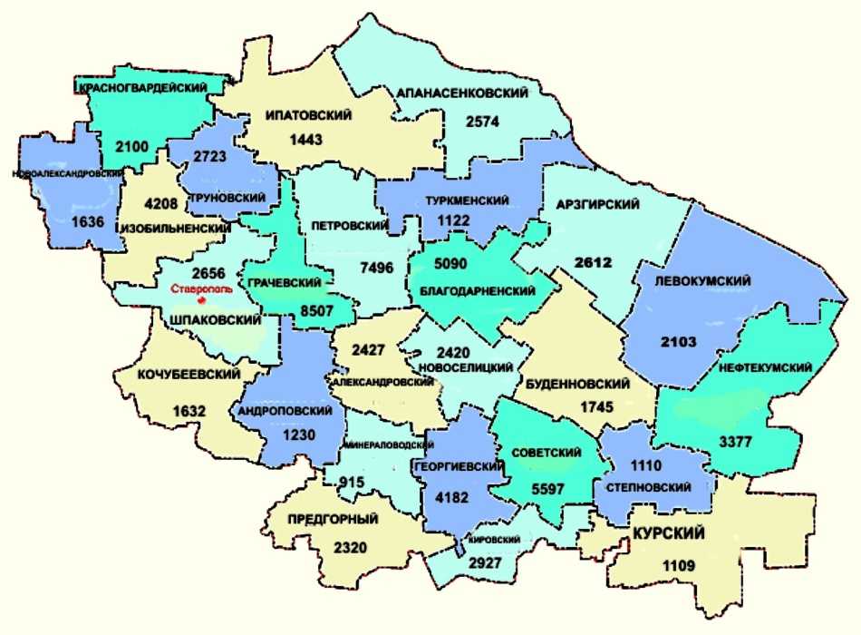 Районы ставрополя – список с границами на карте, описание