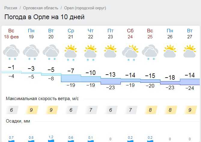 Погода в орле на 10 дней (орловская область, го орел)