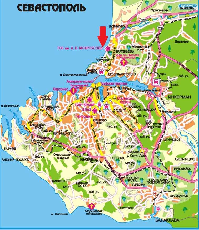 Подробная карта город севастополь с улицами и номерами домов, с районами, яндекс гугл карта, маршрут и индекс